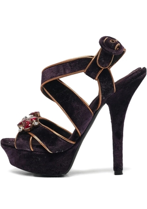 Dolce & Gabbana Pre-Owned 140mm velvet-finish sandals - Purple