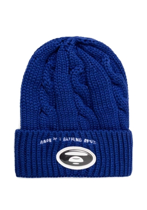 AAPE BY *A BATHING APE® cable-knit logo beanie - Blue
