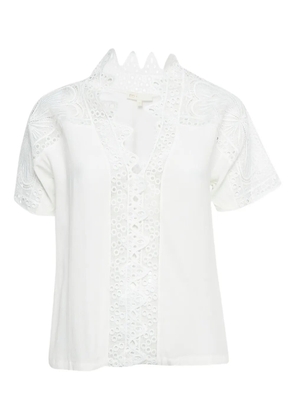 Maje pre-owned lace ruffles blouse - White