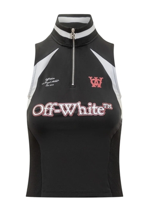 Off-White zip sleeveless polo top - Black