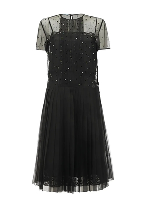 Prada crystal-embellished pleated dress - Black
