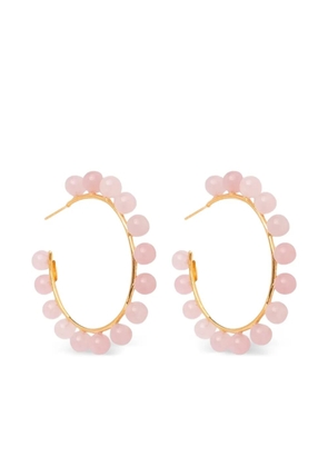 Bounkit Jewelry rose quartz beaded hoop earrings - Pink