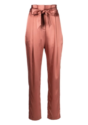 Michelle Mason high-waisted pleated silk trousers - Brown