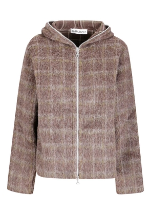 OUR LEGACY check-pattern zip-up cardigan - Brown