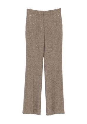 ERMANNO FIRENZE herringbone sequin trousers - Brown