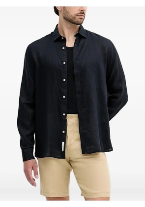 LIU JO linen leaf-print collar shirt - Black