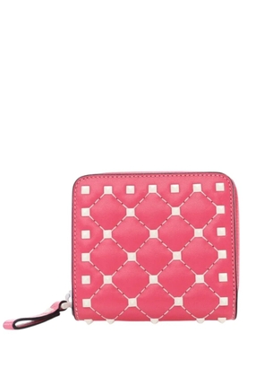 Valentino Garavani Pre-Owned 2018-2025 Lambskin Free Rockstud Spike Compact Zip Around Wallet small wallets - Pink