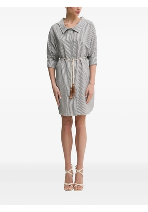 LIU JO striped-belted shirt mini dress - Black