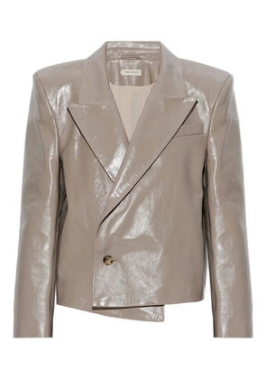 The Mannei asymmetric leather jacket - Grey