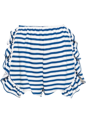 Ioana Ciolacu Striped Peony ruffled shorts - White
