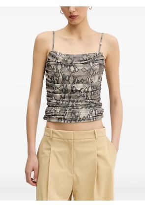 HUGO snakeskin-print cowl-neck top - Black