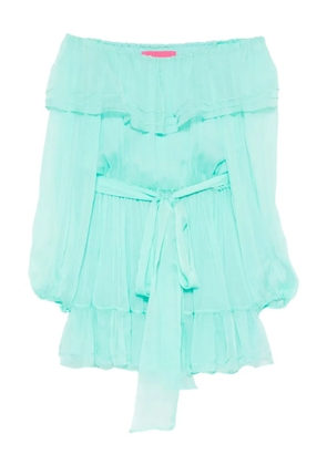 MIAU by Clara Rotescu ruffled off-shoulder mini dress - Blue