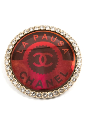 CHANEL Pre-Owned 2019 La Pausa rhinestone brooch - Red