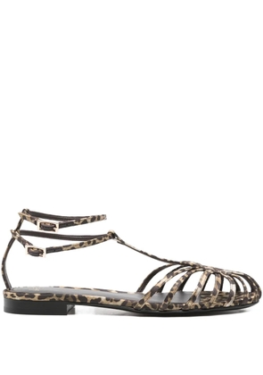 Alevì leopard-print caged-effect sandals - Brown