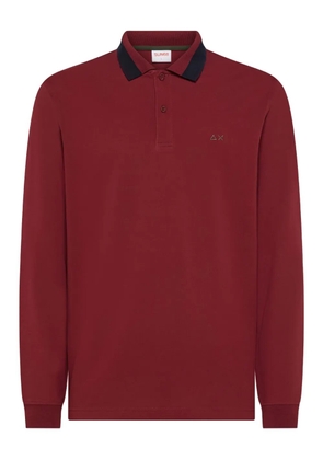 Sun68 elbow patch long-sleeve polo shirt - Red