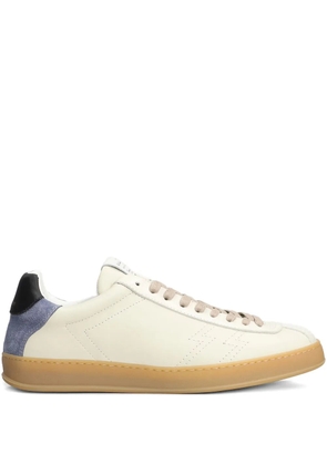 Stkn suede-panel leather sneakers - White