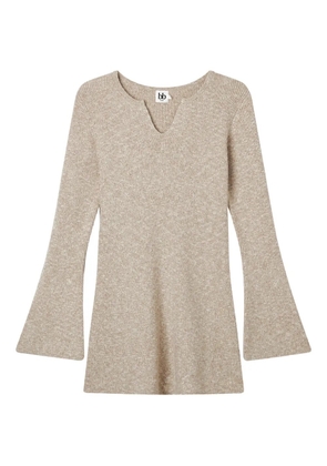 b+ab flared-sleeve V-neck mini dress - Neutrals