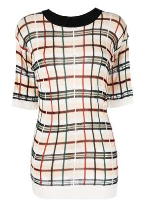 Jean Paul Gaultier Pre-Owned 2000s check-pattern knitted top - Neutrals