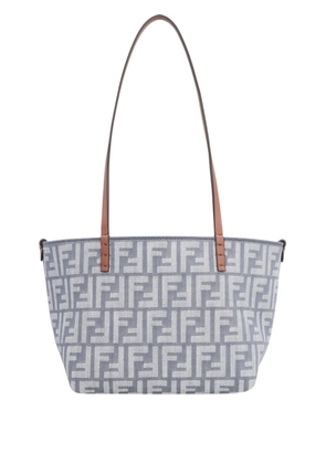 FENDI small Roll FF-logo leather-handle tote bag - Blue