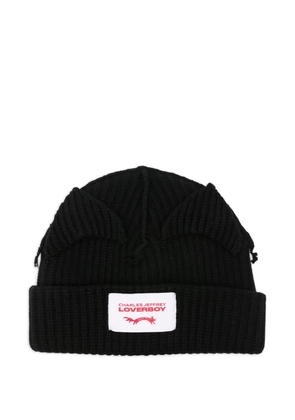 Charles Jeffrey Loverboy ribbed-knit beanie - Black