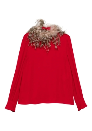 Valentino Garavani feather-trim blouse - Red
