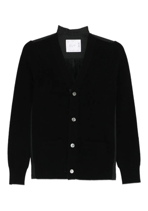 sacai ribbed button cardigan - Black