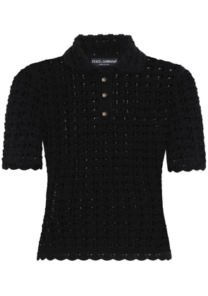 Dolce & Gabbana open-knit polo shirt - Black