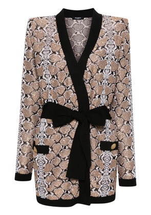Balmain python-pattern cardigan - Brown