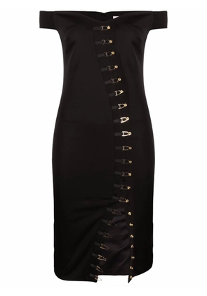 Murmur off-shoulder hook fastening midi dress - Black