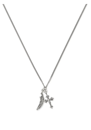 Emanuele Bicocchi feather and cross necklace - Silver