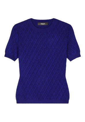 Versace textured-knit short-sleeve top - Blue