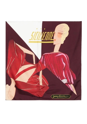 Lanvin illustration-print silk scarf - Red