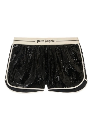 Palm Angels sequinned logo-waistband shorts - Black