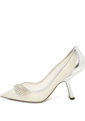 Nicholas Kirkwood pre-owned 100mm leaf-detail pumps - Neutrals