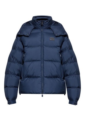Emporio Armani attached-hood quilted padded jacket - Blue