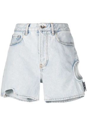 Off-White cut-out high-waisted denim shorts - Blue