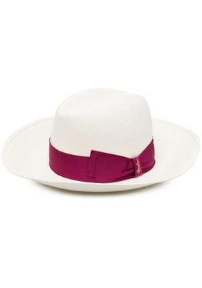 Borsalino interwoven side-bow straw fedora - Neutrals