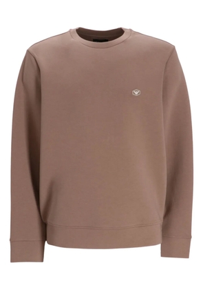 Emporio Armani logo-patch cotton sweatshirt - Neutrals