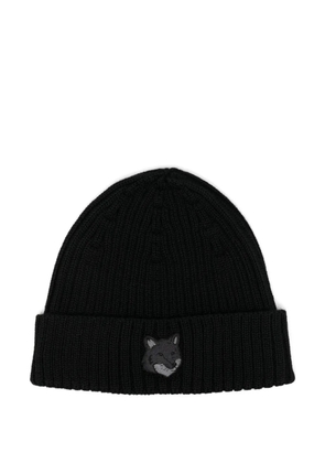 Maison Kitsuné Bold Fox head patch beanie - Black