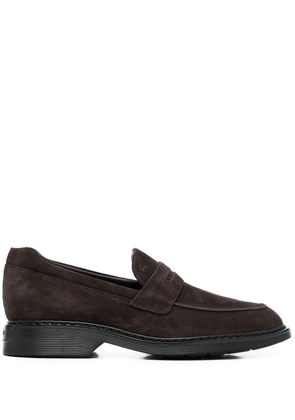 Hogan logo-embossed suede loafers - Brown