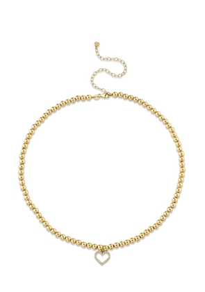 Sydney Evan 14kt yellow gold Open Heart diamond choker