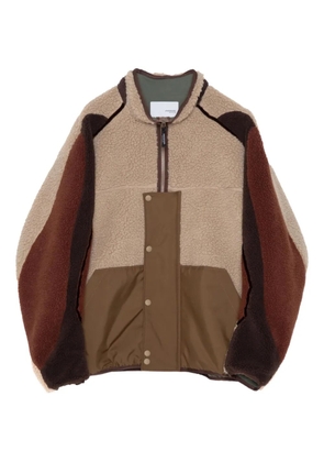 Yoshiokubo panelled zip jacket - Brown