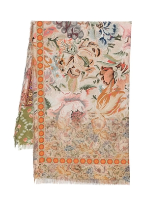 Pierre-Louis Mascia floral border scarf - Neutrals