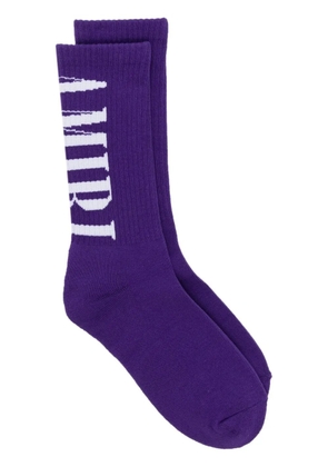 AMIRI intarsia-knit logo socks - Purple