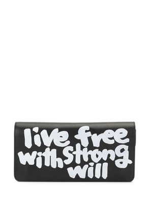 Comme Des Garçons Wallet slogan-print leather wallet - Black