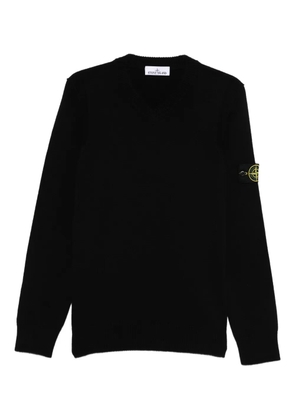 Stone Island v-neck logo-badge sweater - Black