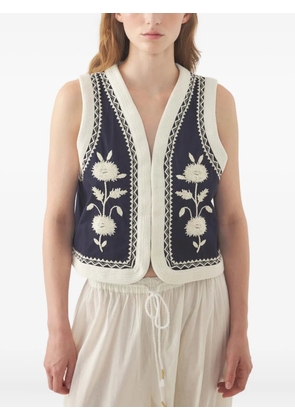 Antik Batik floral-embroidered waistcoat - Blue