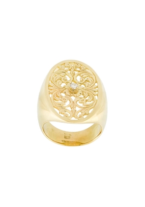 Wouters & Hendrix Gold filigree diamond signet ring