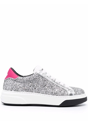 DSQUARED2 glittered low-top sneakers - Silver