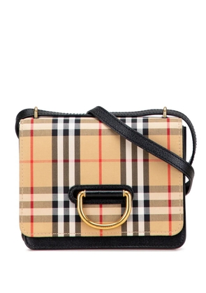 Burberry Pre-Owned 2000-2017 Small Goatskin Trimmed House Check Canvas D Ring crossbody bag - Brown
